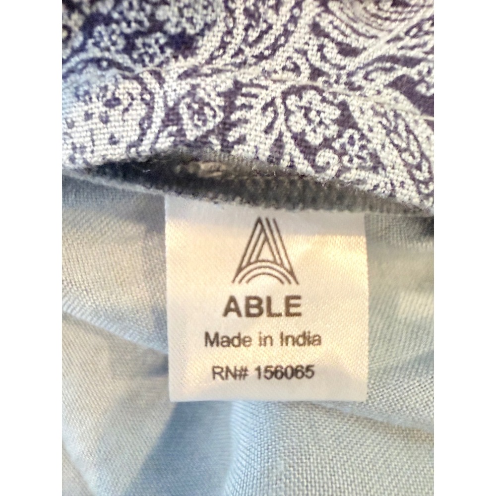 ABLE Joyce Smocked Maxi Dress Womens 2X Blue Midnight Paisley Tiered Boho - Picture 6 of 11
